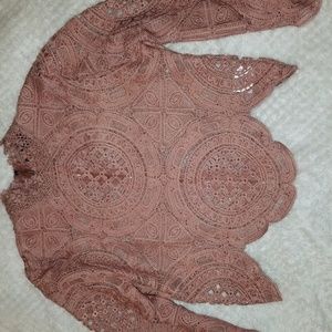 Laser cut zipper back shirt